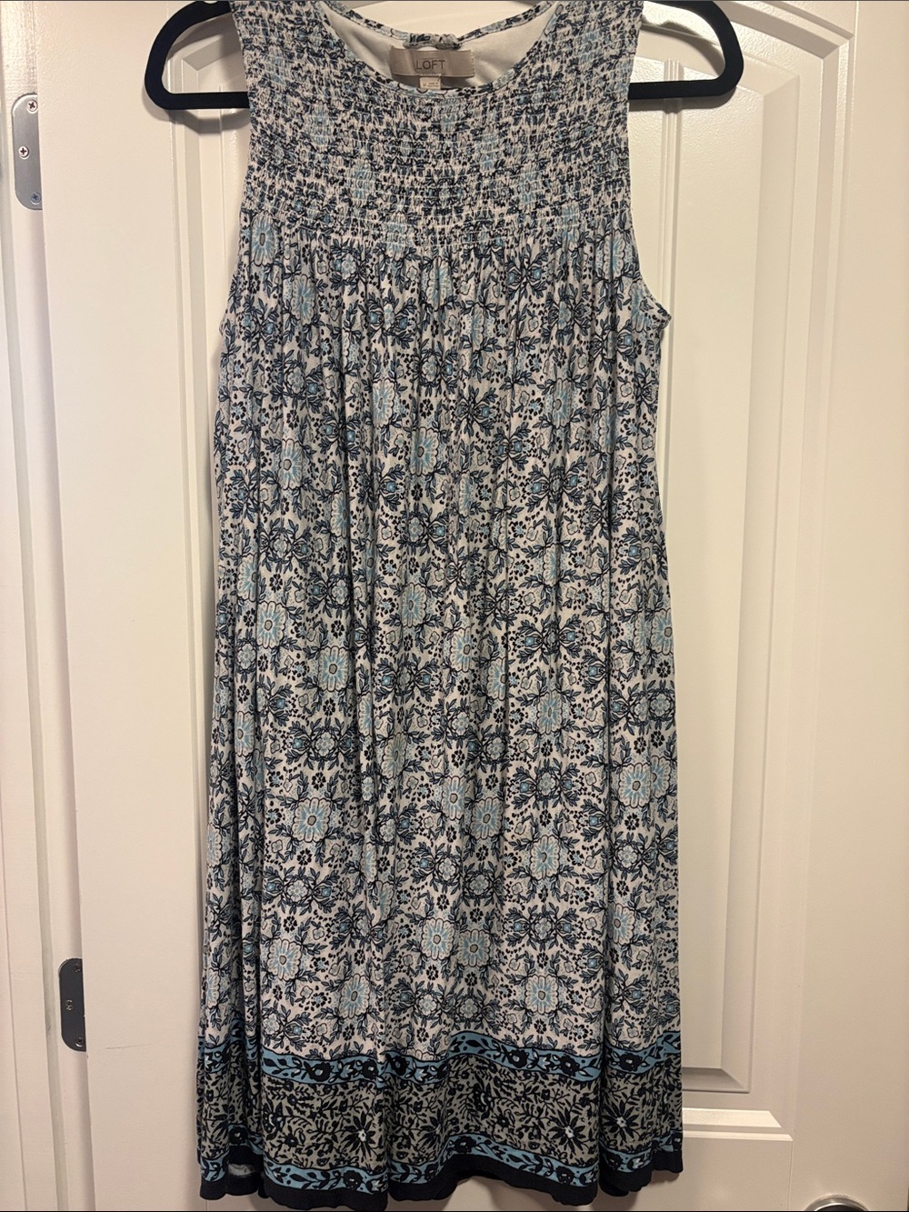 LOFT Blue and Navy Floral Dress
